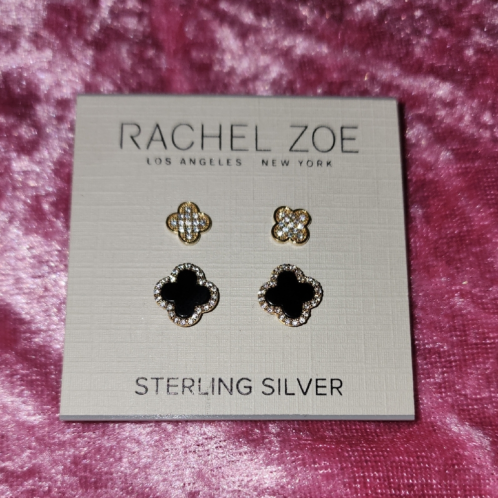 Rachel Zoe🖤 Black and Gold✨️ Clover Earrings/NWT/2pairs✨️